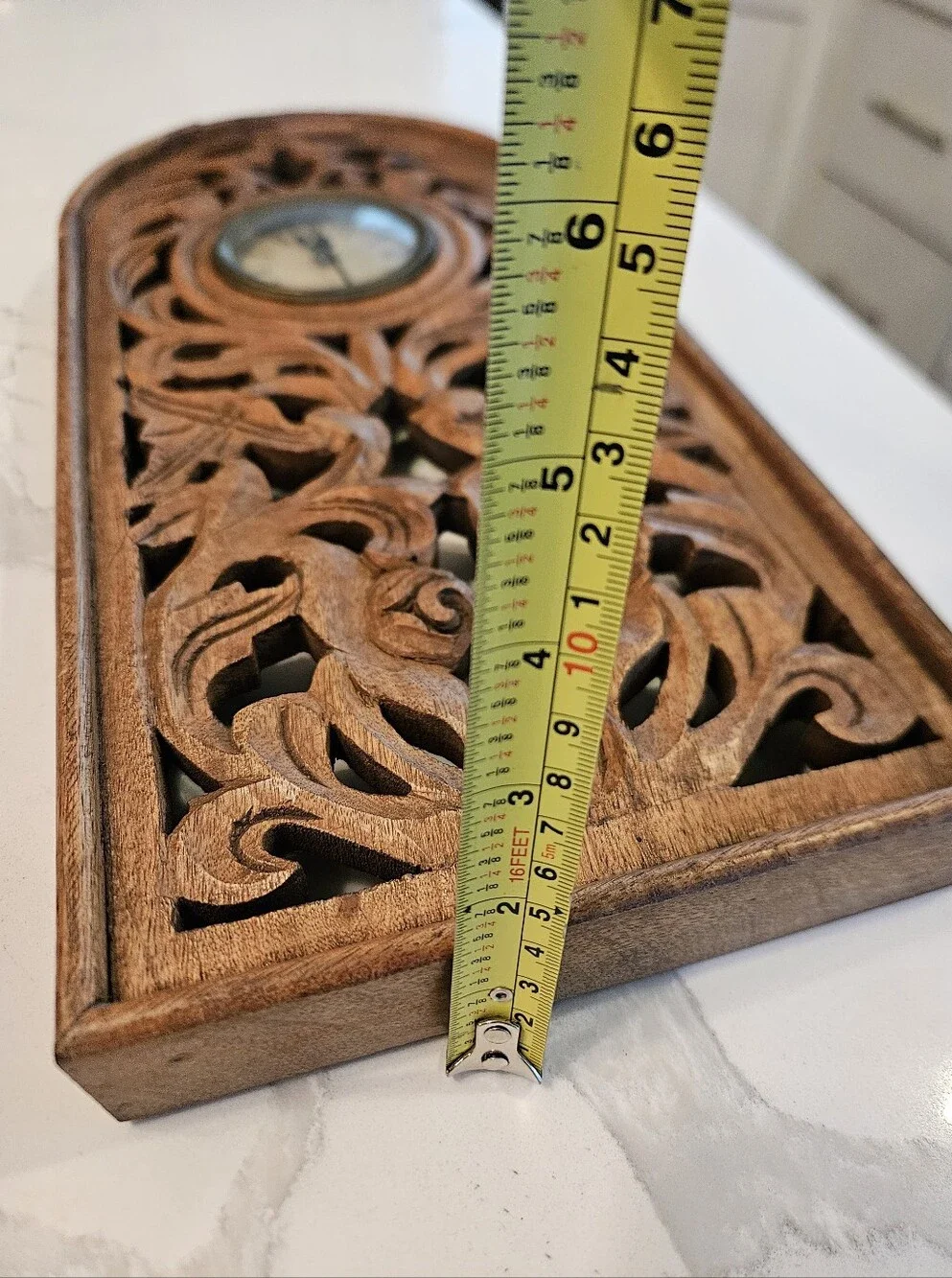 Handcrafted Brown Carved Wood Fretwork Wall Clock – Decorative Home Wall Decor